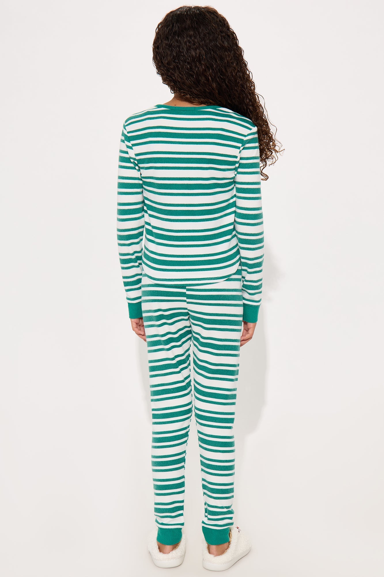 Mini Always Comfy Waffle Long Sleeve Pant Set - Green