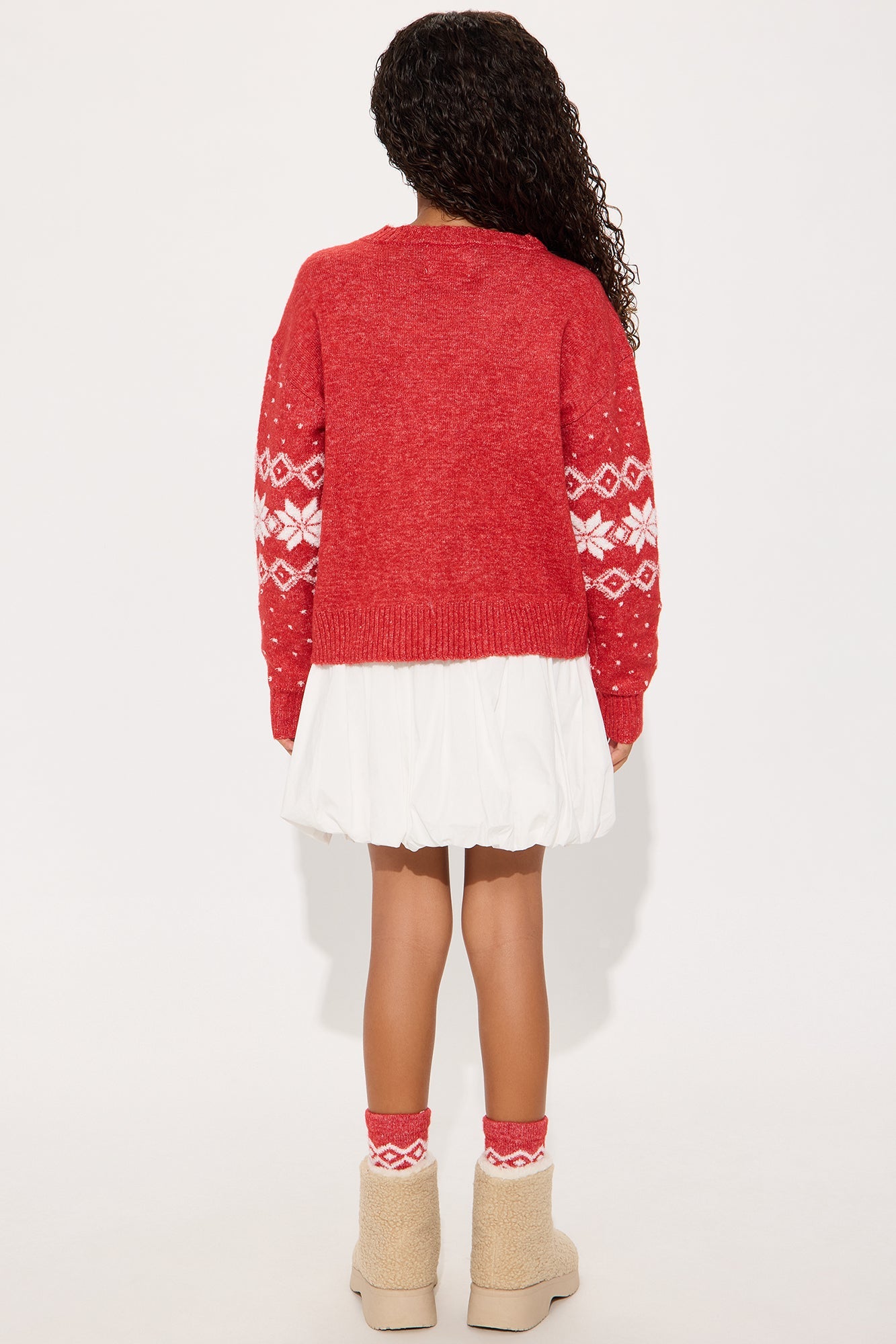 Mini Winter Nights Fair Isle Socks And Sweater Set - Red/combo