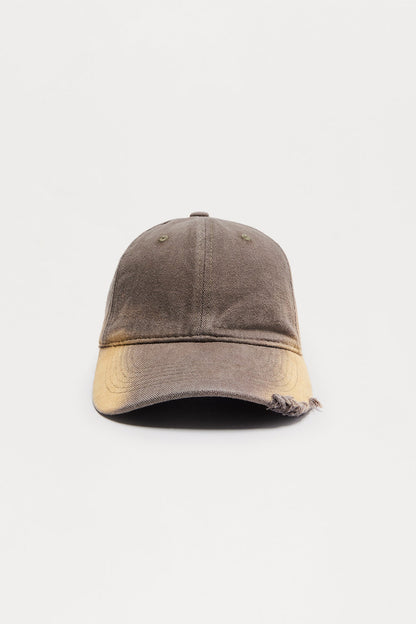 Bleached Denim Baseball Hat - Brown
