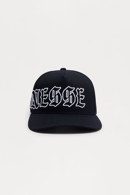 Finesse Cotton Twill Structured Snapback Hat - Black