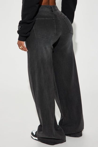 Lost As Always Stretch Baggy Jeans - Black Wash