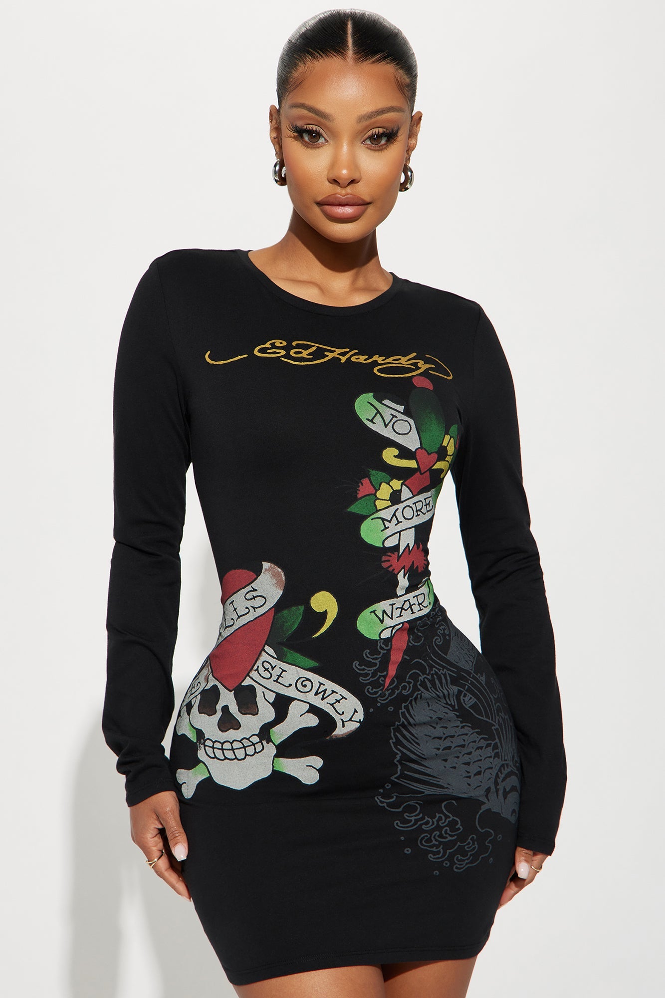 Ed Hardy Heart T-Shirt Dress - Black