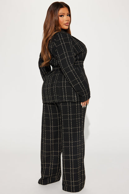 In Control Tweed Pant Set - Black