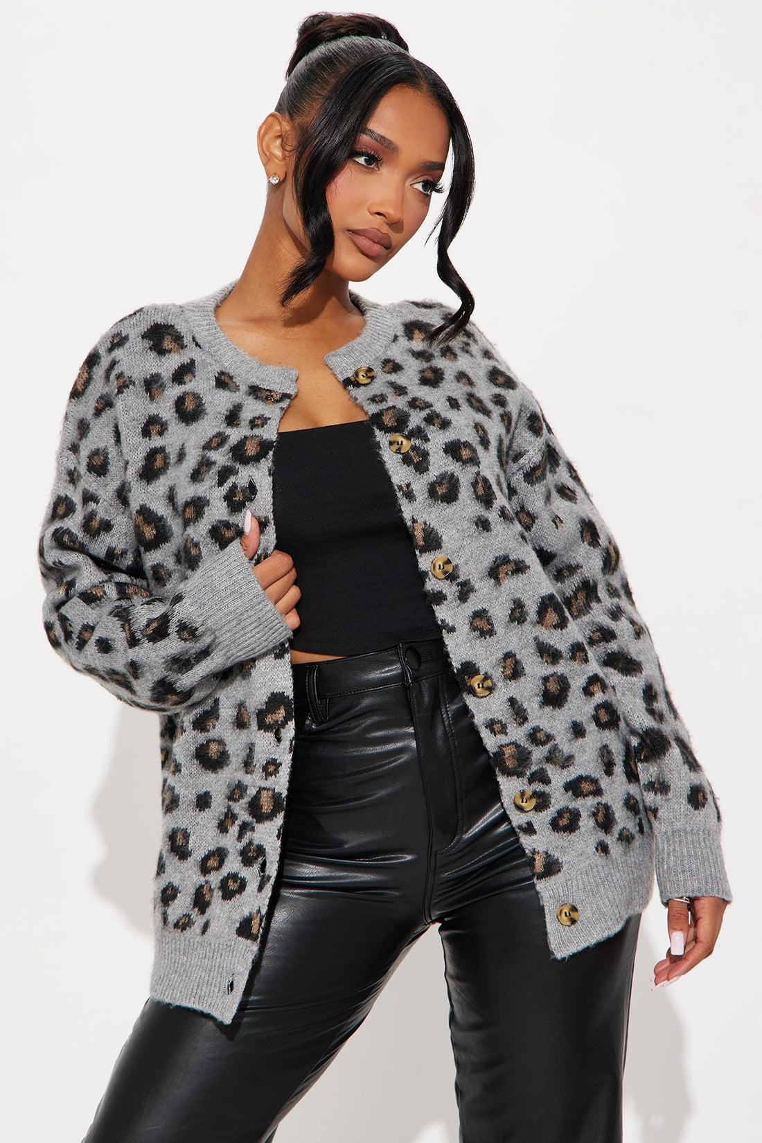 In The Wild Leopard Cardigan - Grey/combo