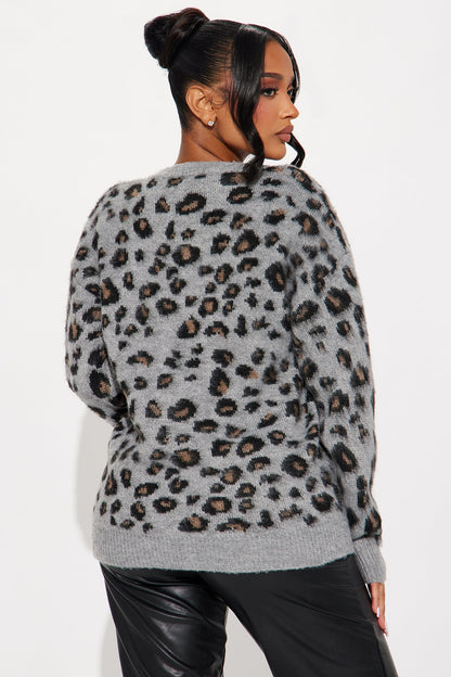 In The Wild Leopard Cardigan - Grey/combo