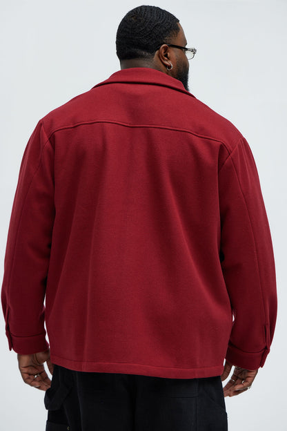 Ballou Pocket Button Up Shirt - Burgundy