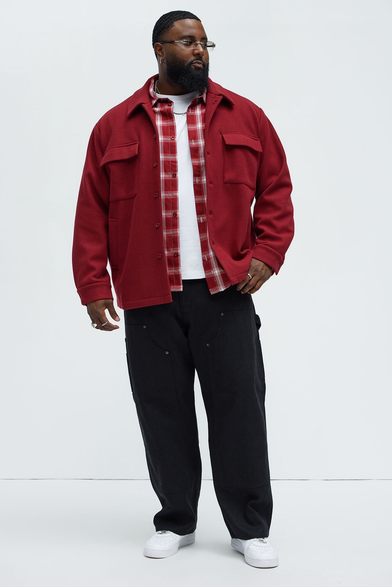 Ballou Pocket Button Up Shirt - Burgundy