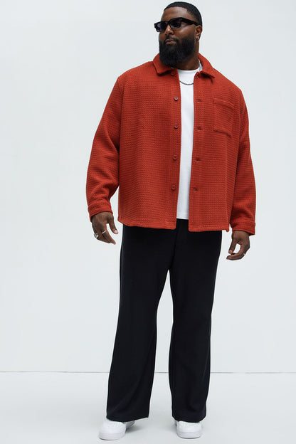 Linden Textured Button Up Shirt - Rust