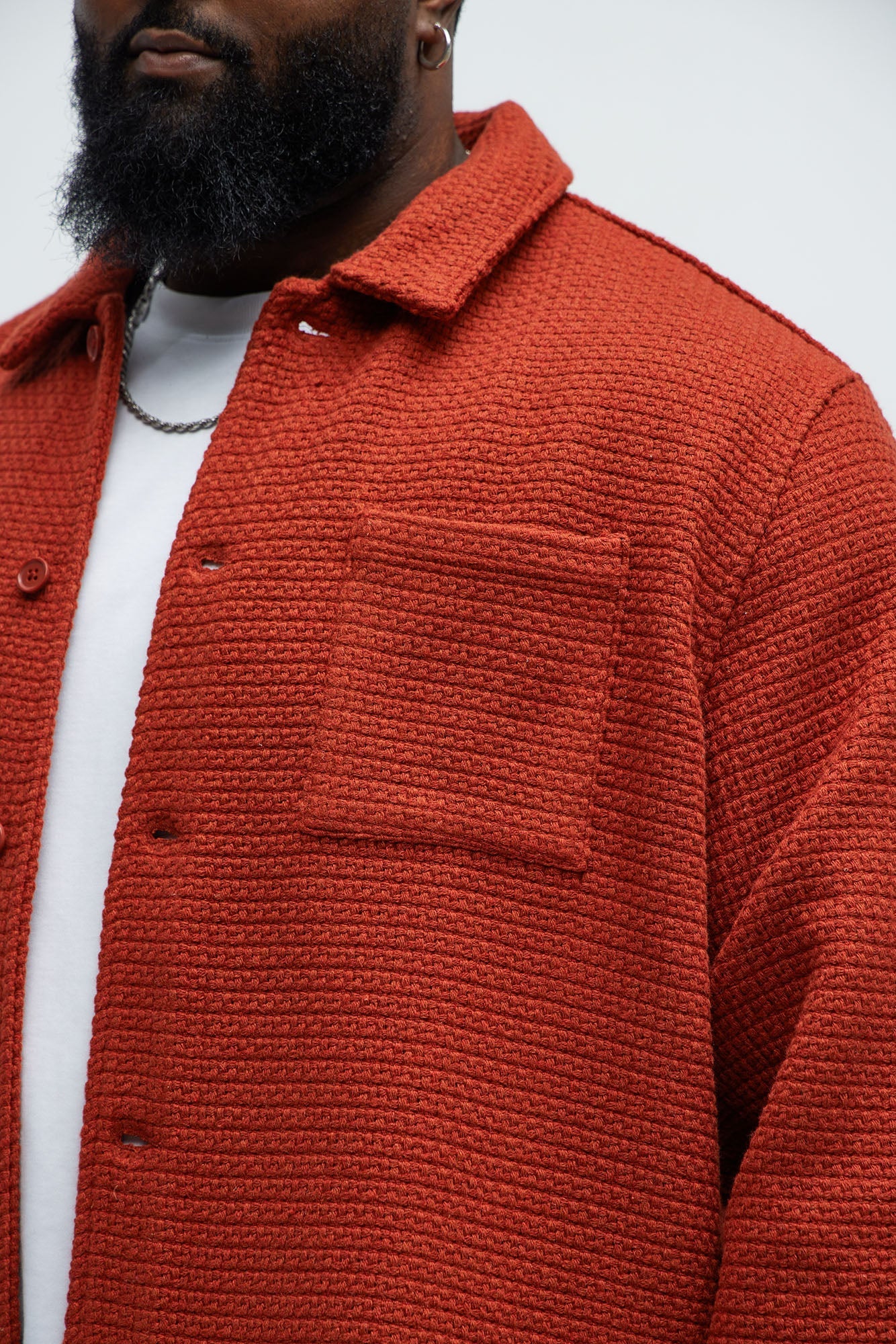 Linden Textured Button Up Shirt - Rust