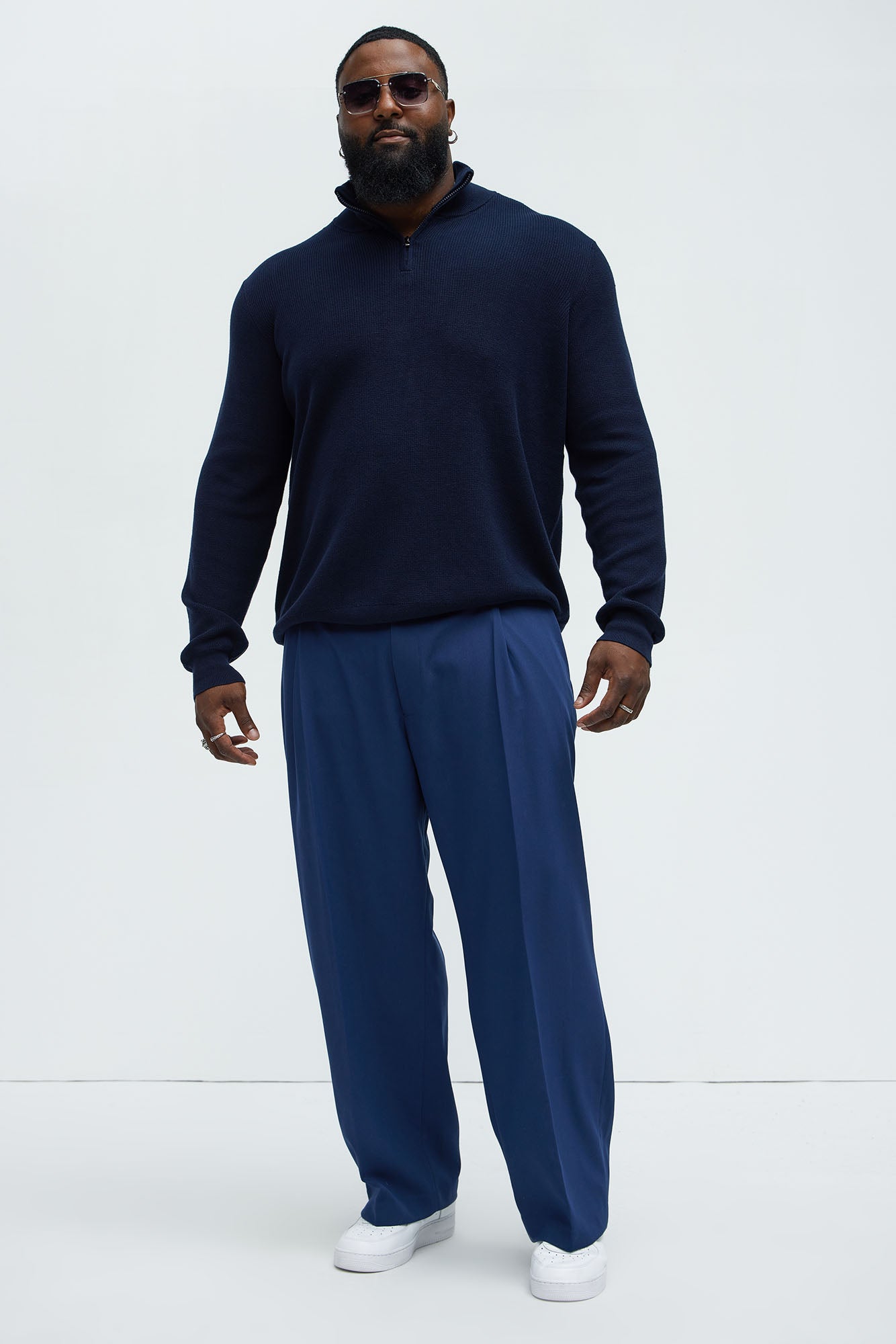 Shawn Quarter Zip Sweater - Navy