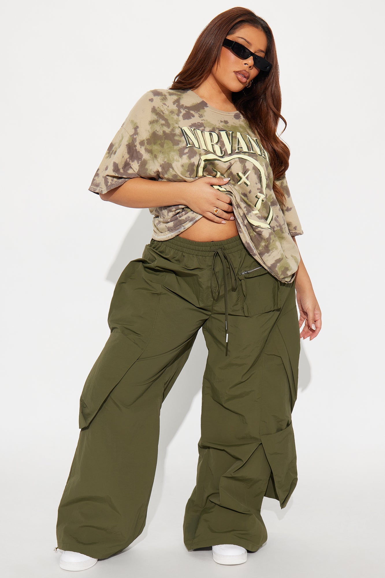 Mind Your Own Business Parachute Jogger - Military Green