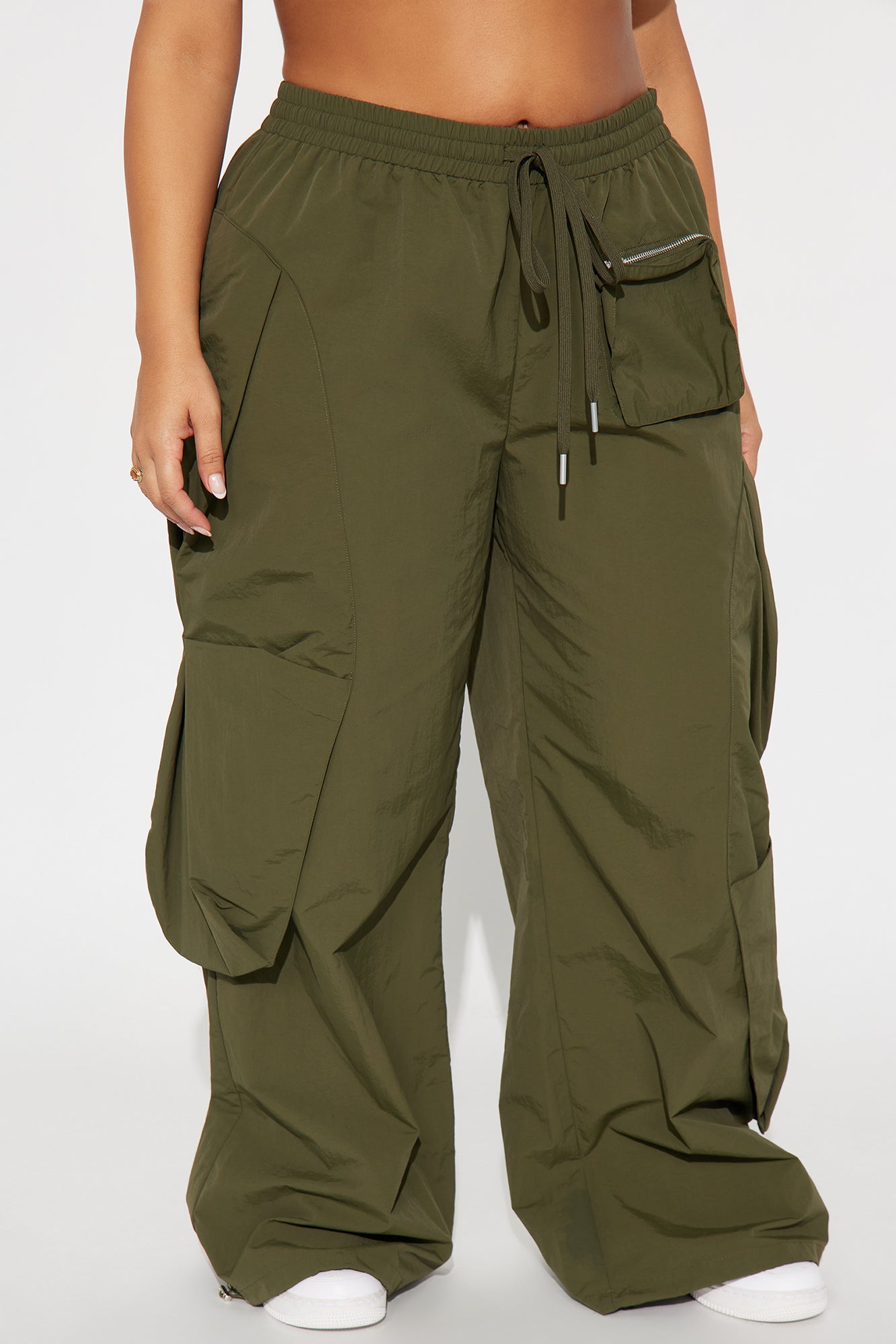 Mind Your Own Business Parachute Jogger - Military Green