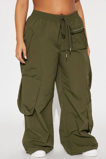 Mind Your Own Business Parachute Jogger - Military Green