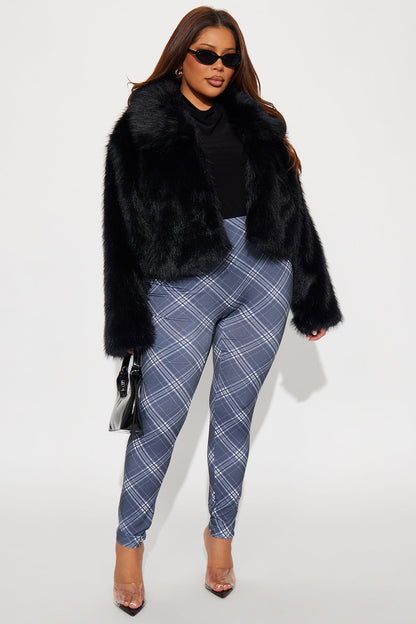 Carmen Mid Rise Plaid Legging - Grey/combo