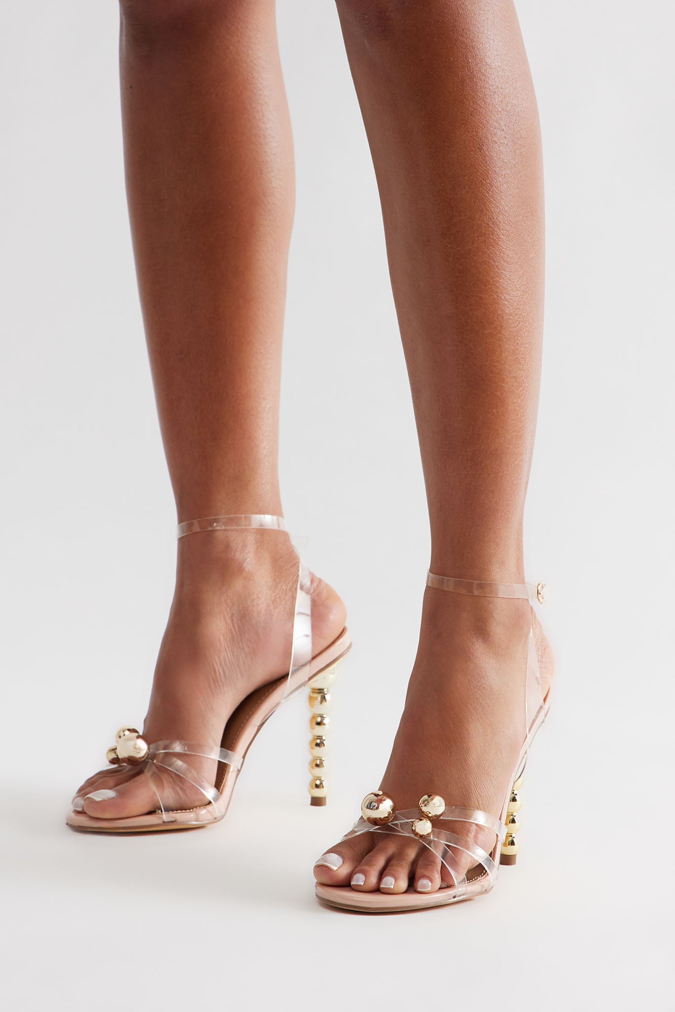 Campari Hardware Ankle Strap Heels - Nude
