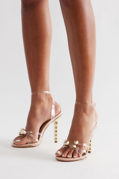 Campari Hardware Ankle Strap Heels - Nude