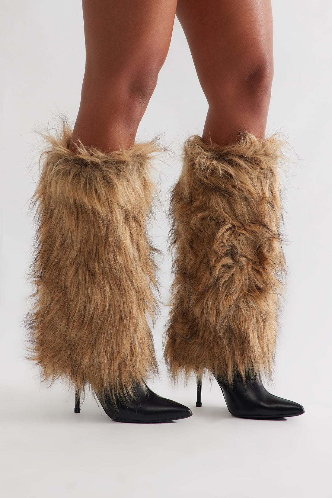 Nidia Faux Fur Knee High Boots - Camel