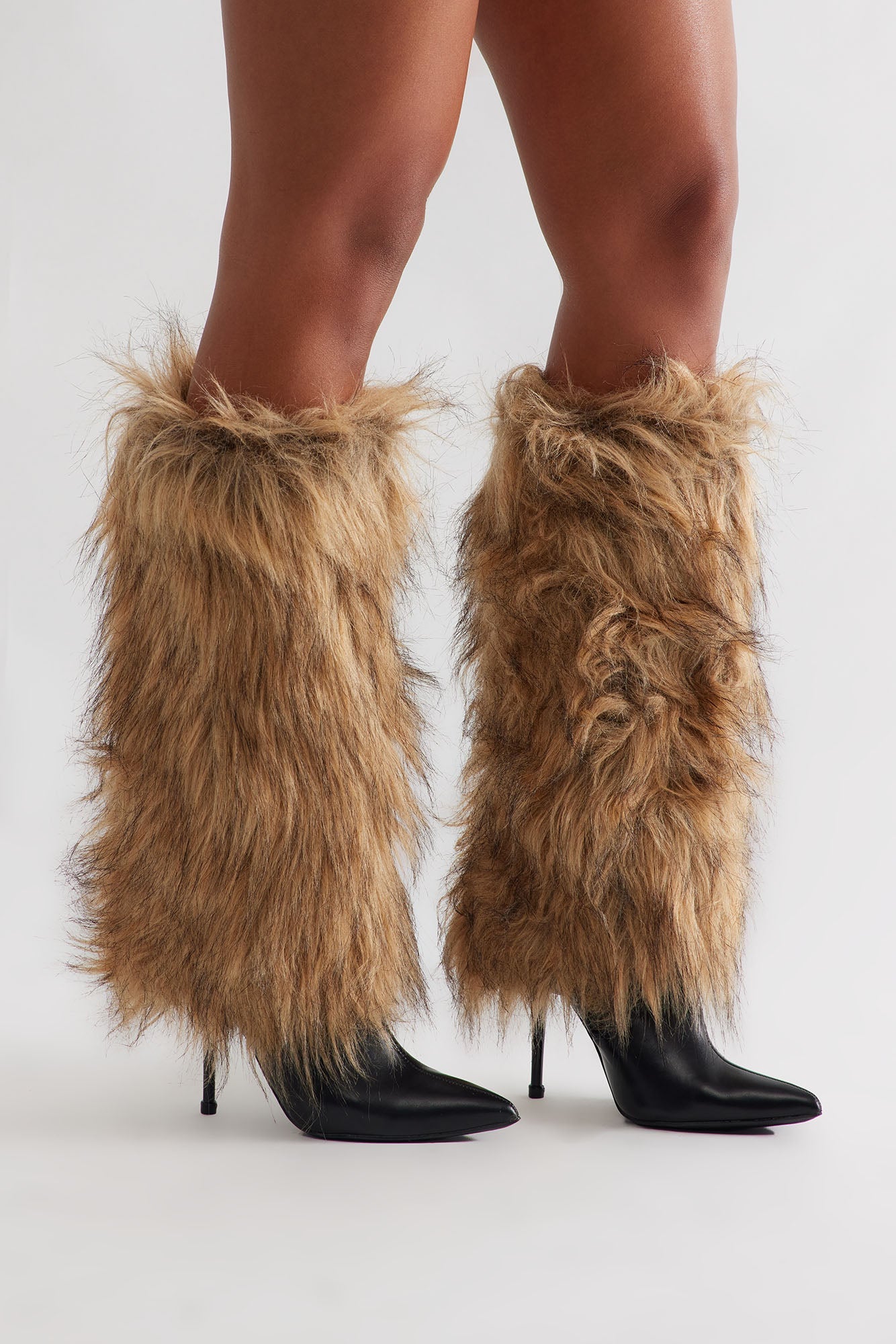 Nidia Faux Fur Knee High Boots - Camel
