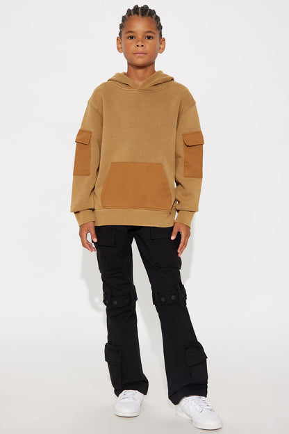 Mini Oversized Twill Cargo Hoodie - Brown/combo