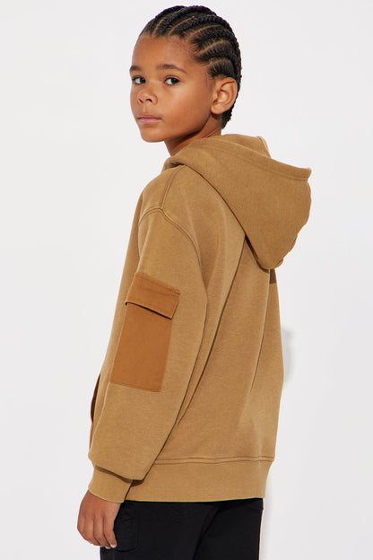Mini Oversized Twill Cargo Hoodie - Brown/combo