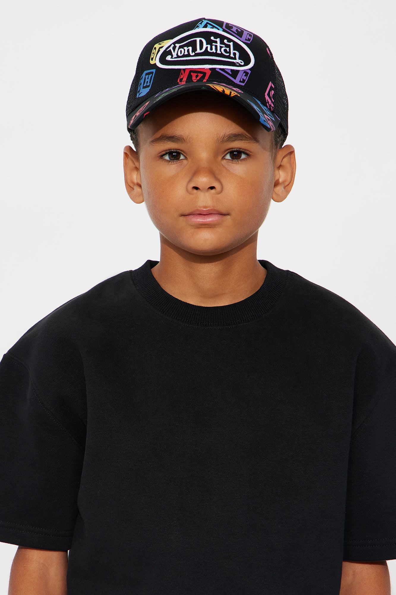 Mini Von Dutch Alphabet Blocks Trucker Hat - Black