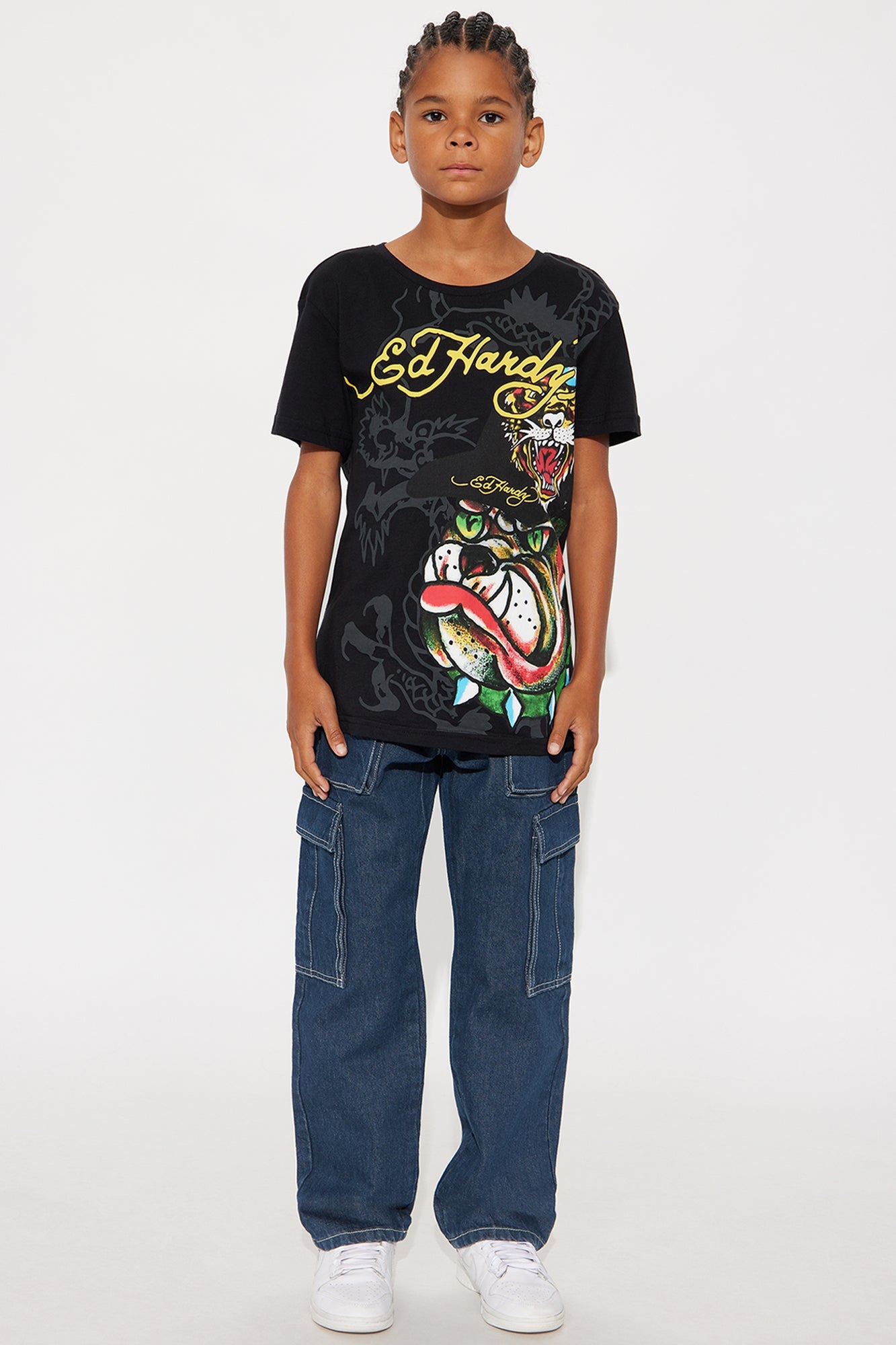 Mini Ed Hardy Be The Bulldog Front/Back Short Sleeve Tee - Black