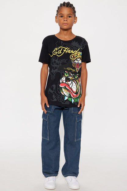 Mini Ed Hardy Be The Bulldog Front/Back Short Sleeve Tee - Black
