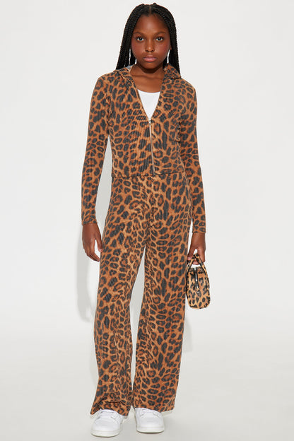 Mini Lizzy Leopard Pant Set - Brown/combo