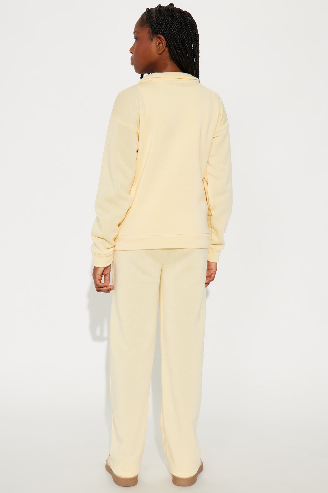 Mini Demi Zip Up Fleece Pant Set - Butter Yellow