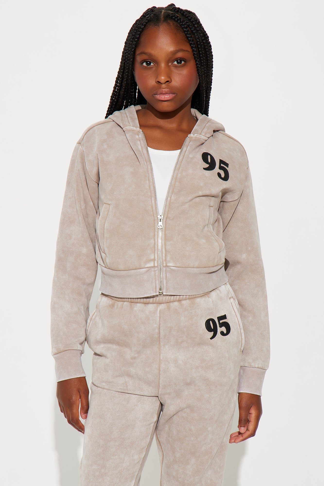 Mini Brooklyn Baby Washed Fleece Pant Set - Taupe