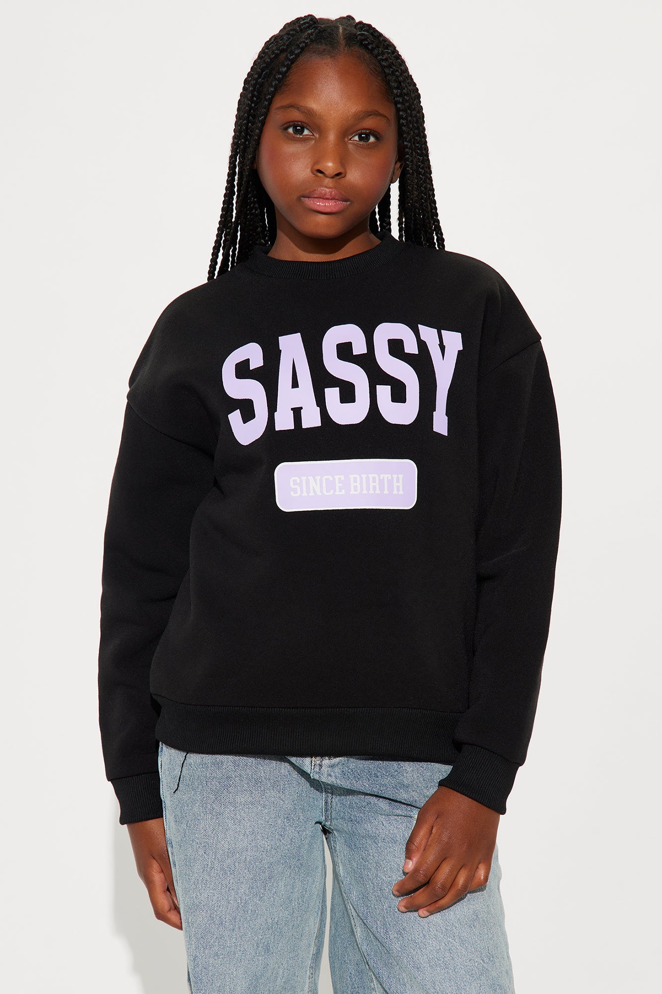 Mini Sassy Since Birth Crew Neck Sweatshirt - Black
