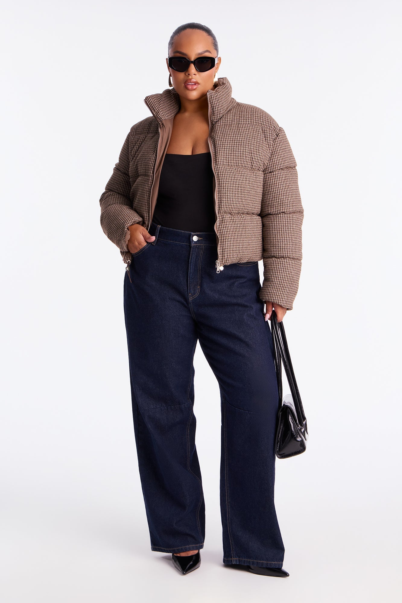 Brixley Glenn Plaid Puffer Jacket - Brown