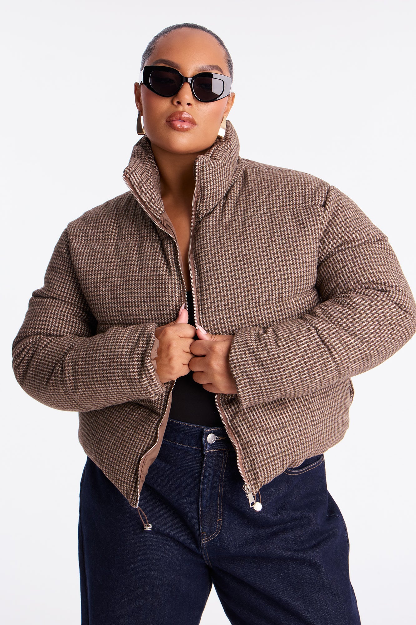 Brixley Glenn Plaid Puffer Jacket - Brown