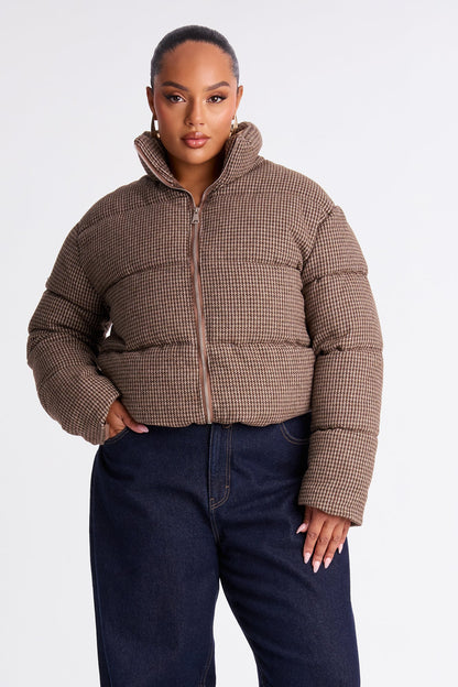 Brixley Glenn Plaid Puffer Jacket - Brown