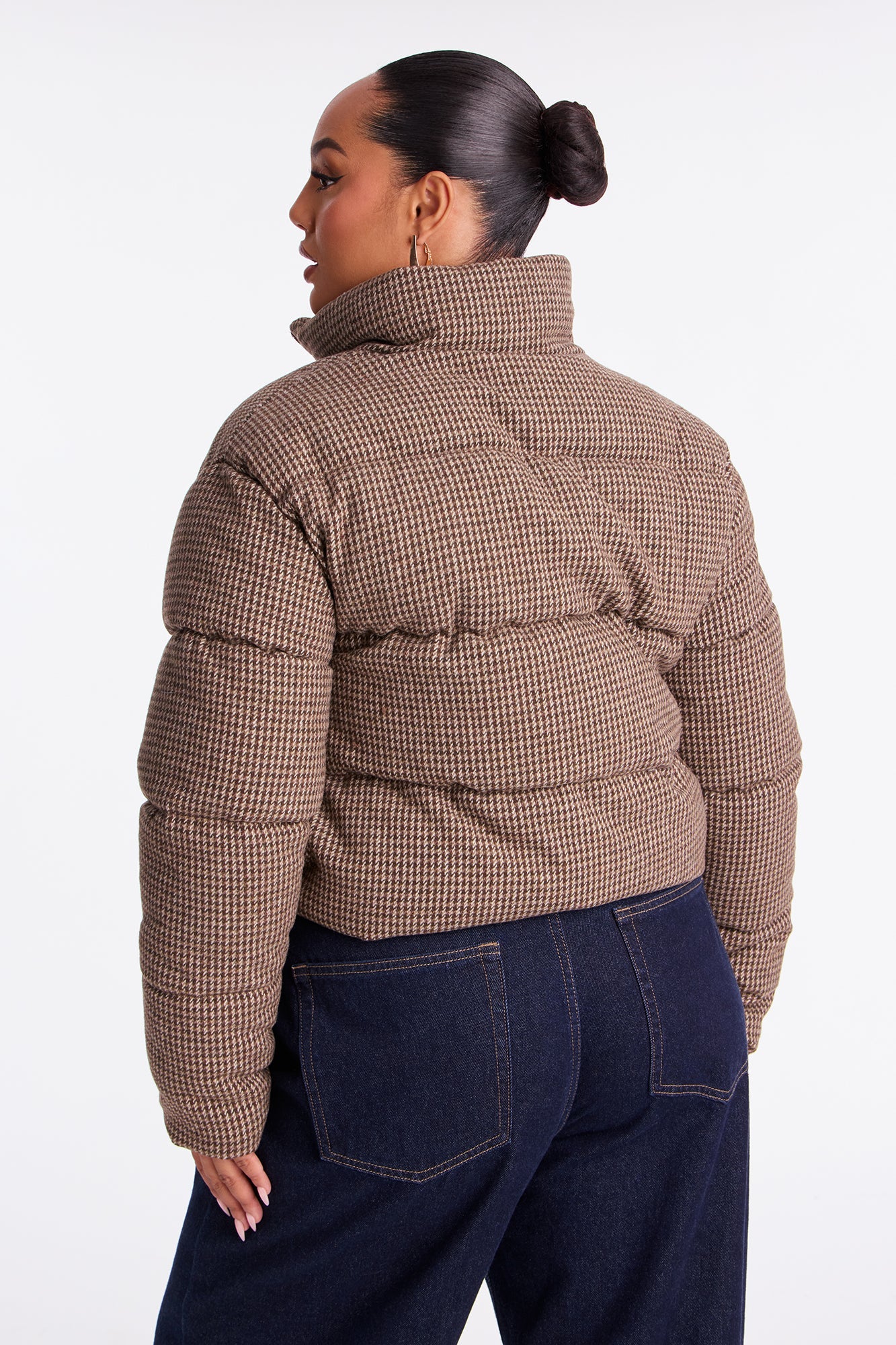 Brixley Glenn Plaid Puffer Jacket - Brown