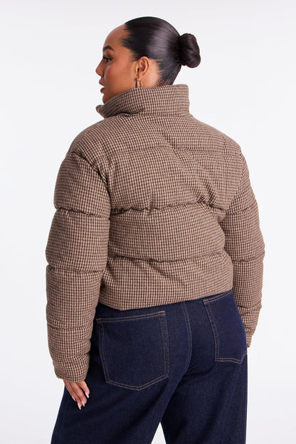 Brixley Glenn Plaid Puffer Jacket - Brown