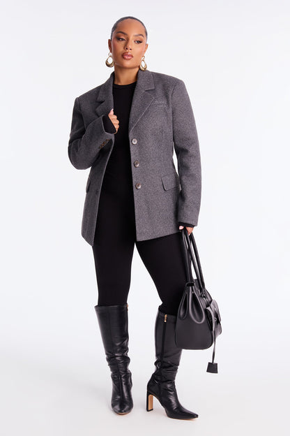 Major Boss Babe Moves Hourglass Crepe Blazer - Charcoal