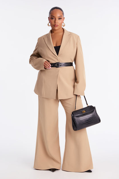 Power Boss Babe Blazer Pant Set - Taupe