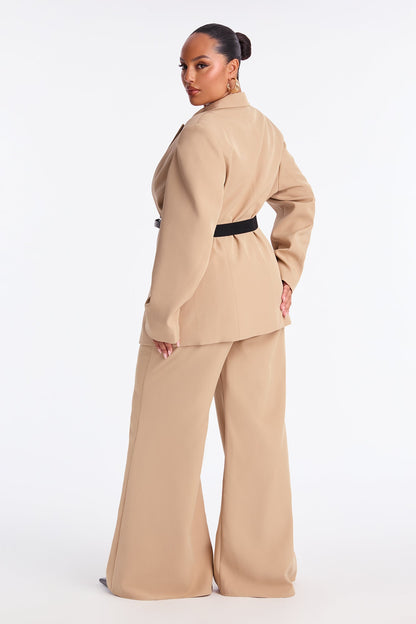 Power Boss Babe Blazer Pant Set - Taupe