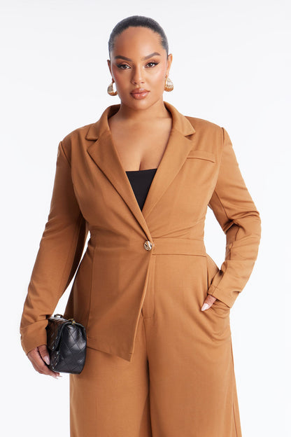 Lana Blazer Wide Leg Jumpsuit - Camel