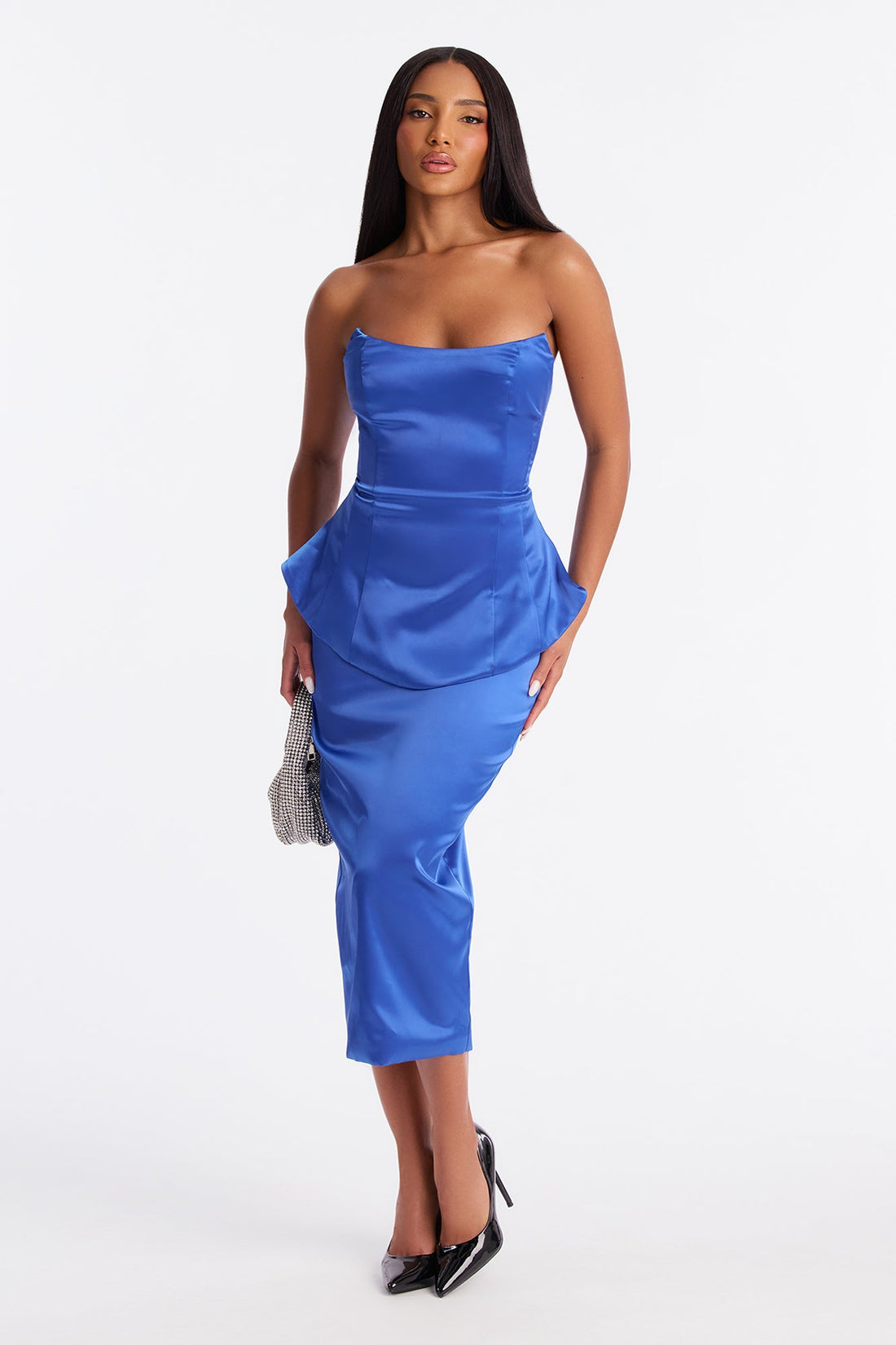 Darling Mine Satin Midi Dress - Royal