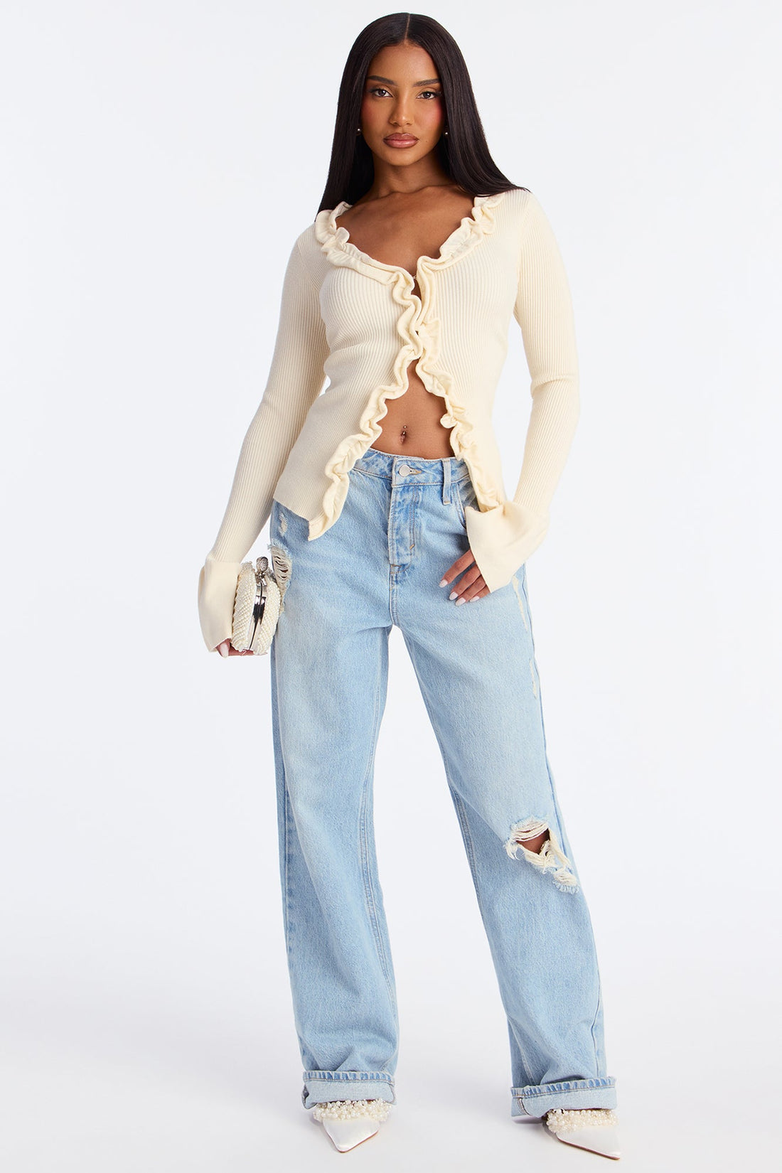 Sweet But Spicy Ruffle Cardigan - Cream
