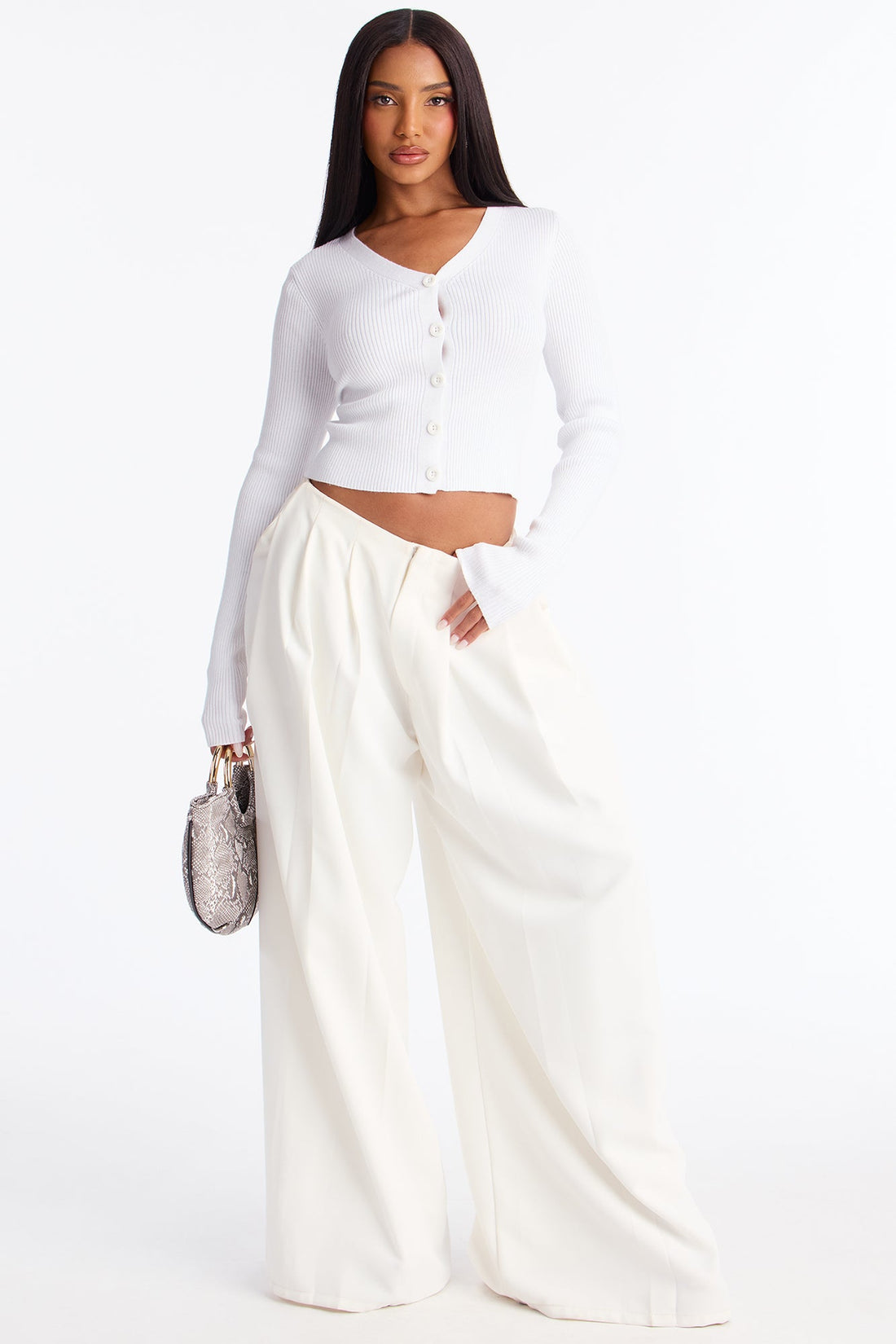 Comfort First Ribbed Cardigan - White