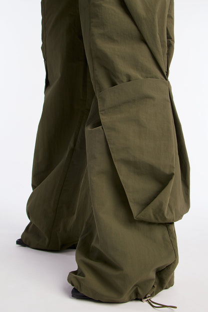 Mind Your Own Business Parachute Jogger - Military Green