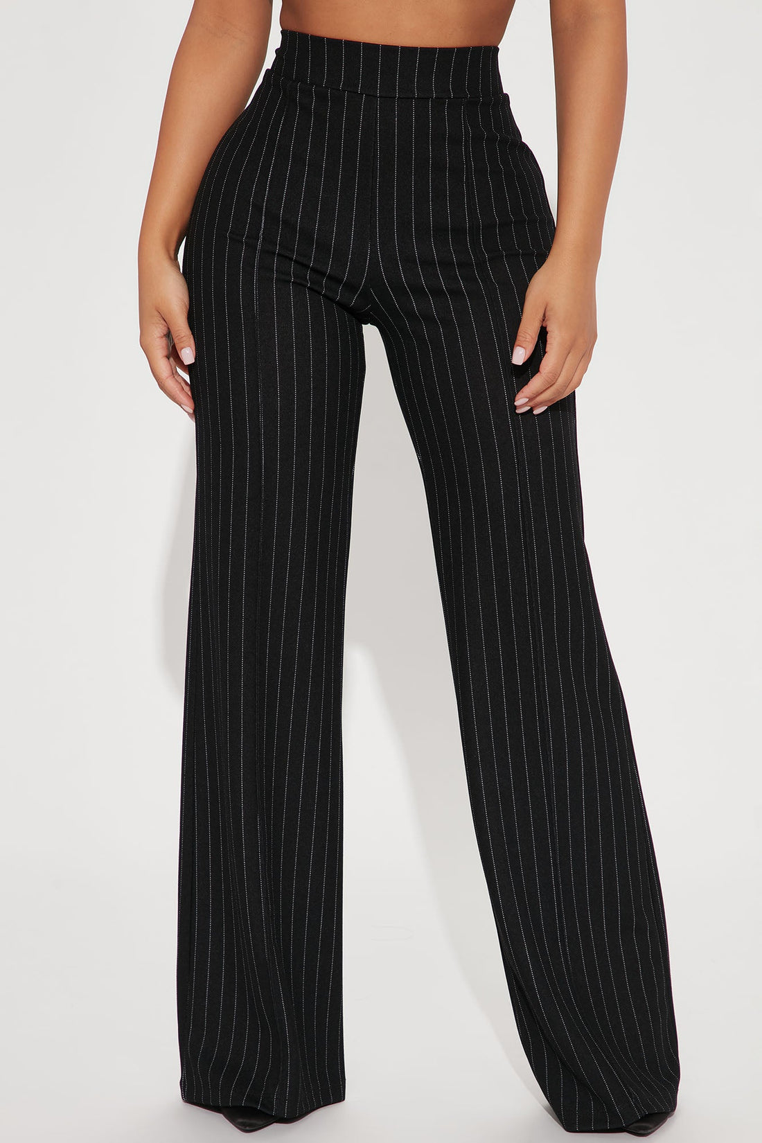 Petite Victoria High Waisted Dress Pant Pinstripe - Black/White