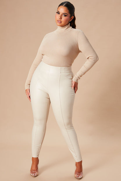 All Eyes On You Faux Leather Leggings - Ivory