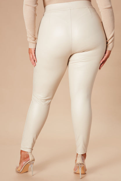 All Eyes On You Faux Leather Leggings - Ivory