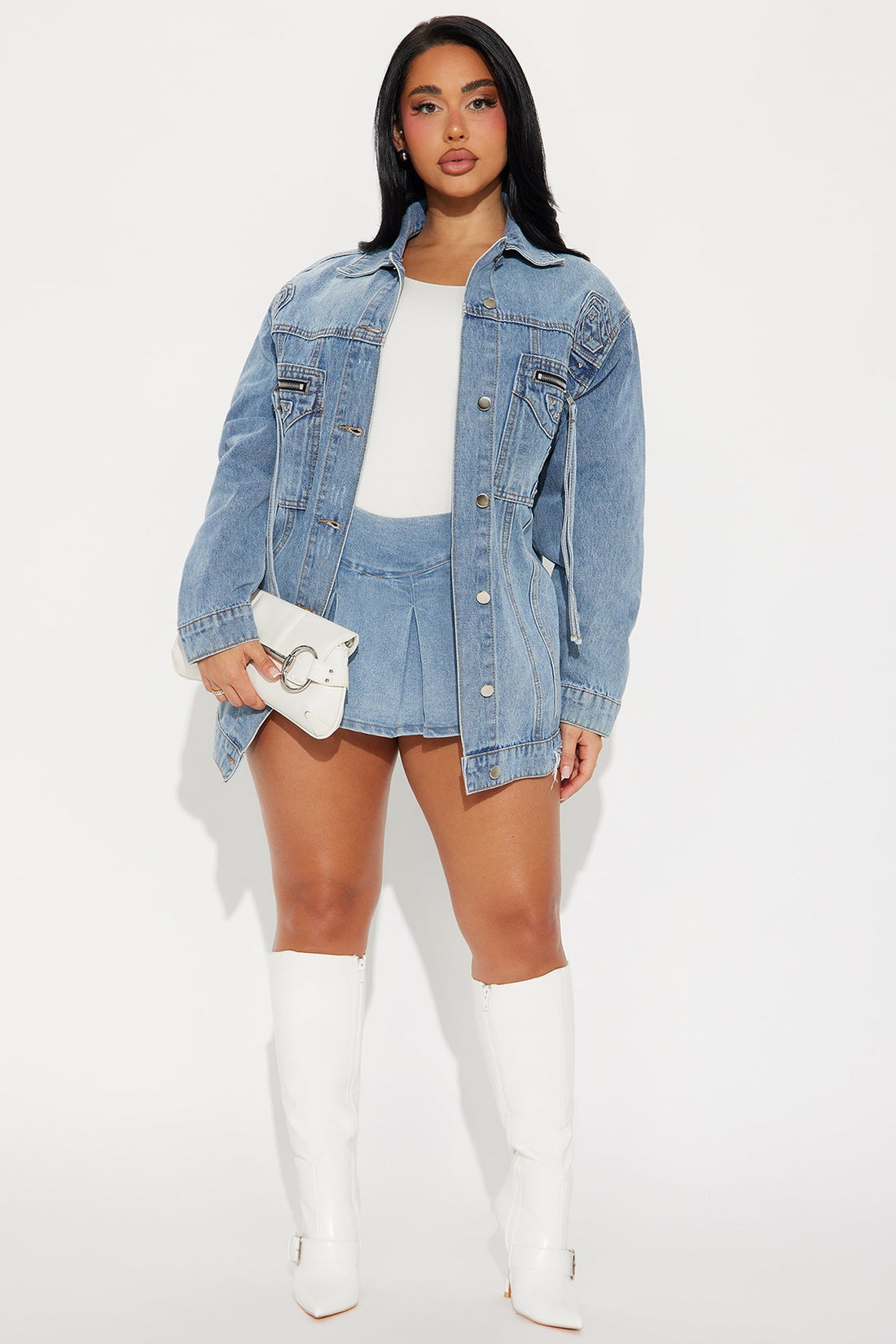 Big Impact Studded Denim Jacket - Light Wash