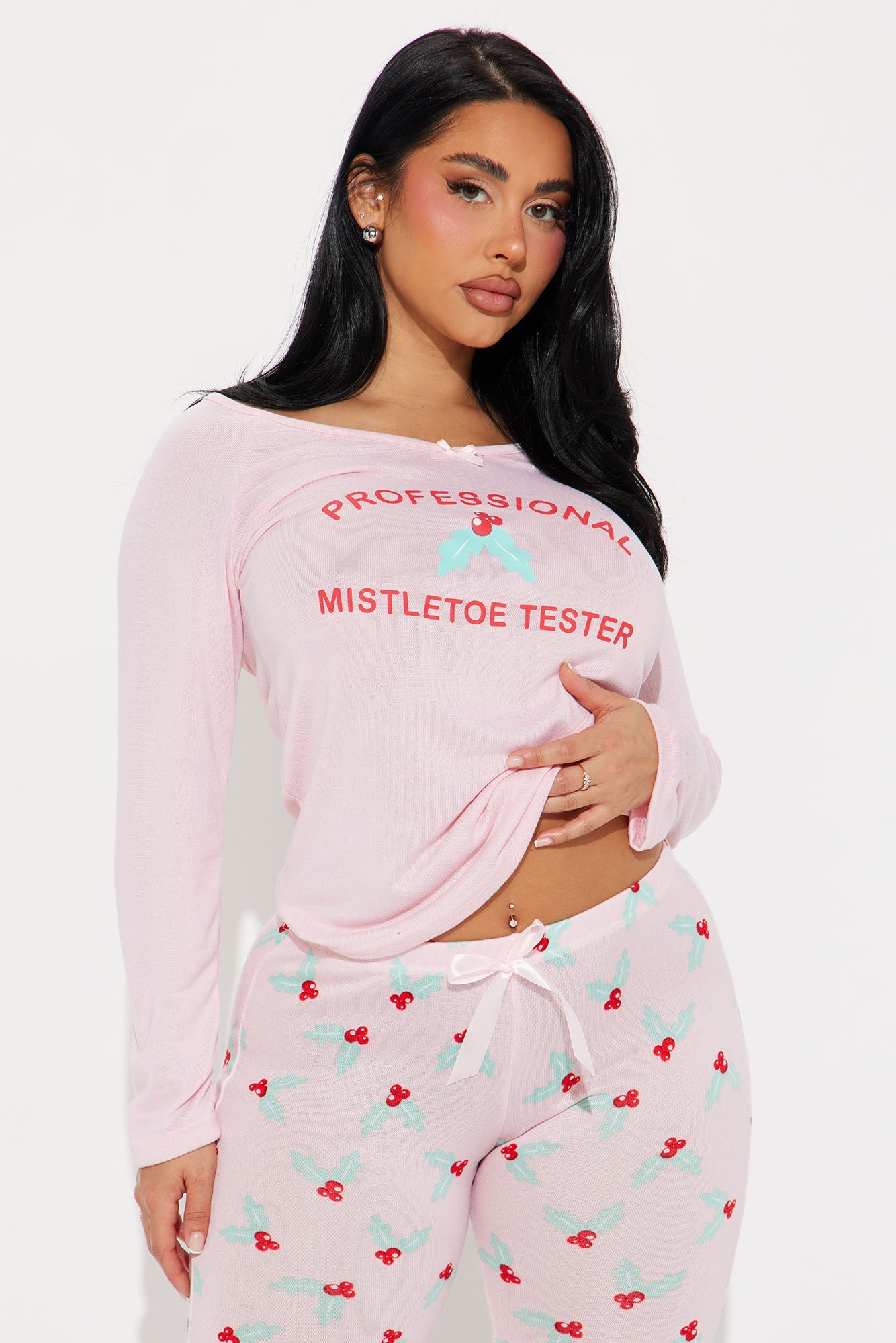 Miss Mistletoe PJ Jogger Set - Pink/Pink