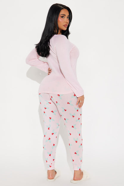 Miss Mistletoe PJ Jogger Set - Pink/Pink